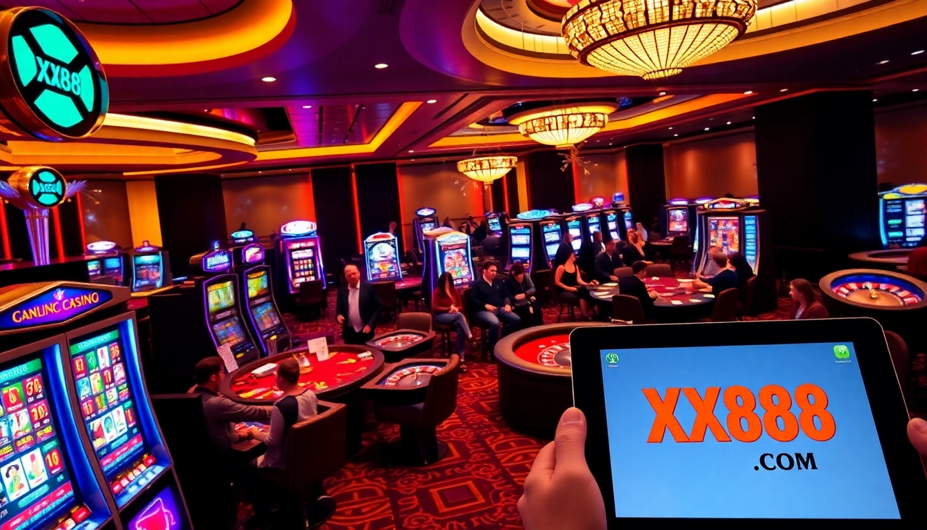 Experience top-tier gaming at XX88 COM with vibrant tables and high-end slot machines.