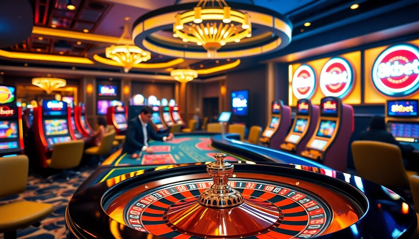 Experience thrilling gameplay at 8kbet with vibrant casino tables and exciting slot machines.