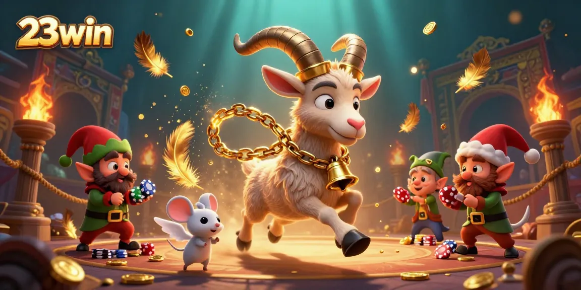 Experience the excitement at 23win's vibrant casino, featuring animated characters in a dynamic gaming scene.