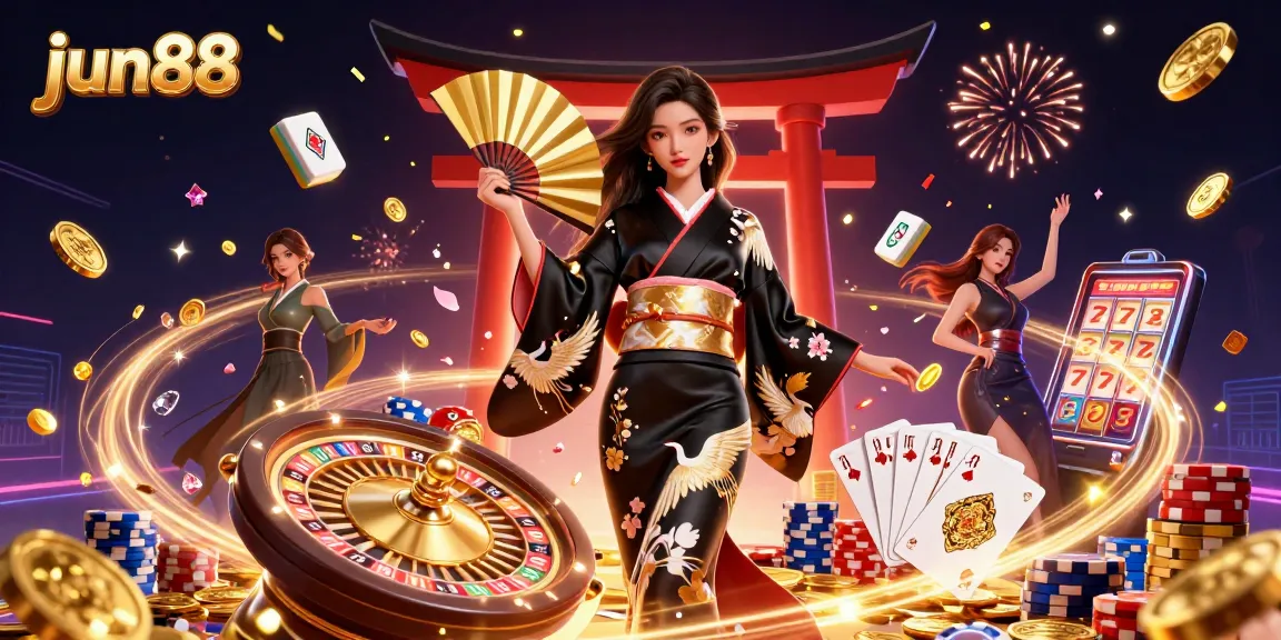 Experience thrilling gameplay at jun88 with an elegant Asian woman in a casino atmosphere.
