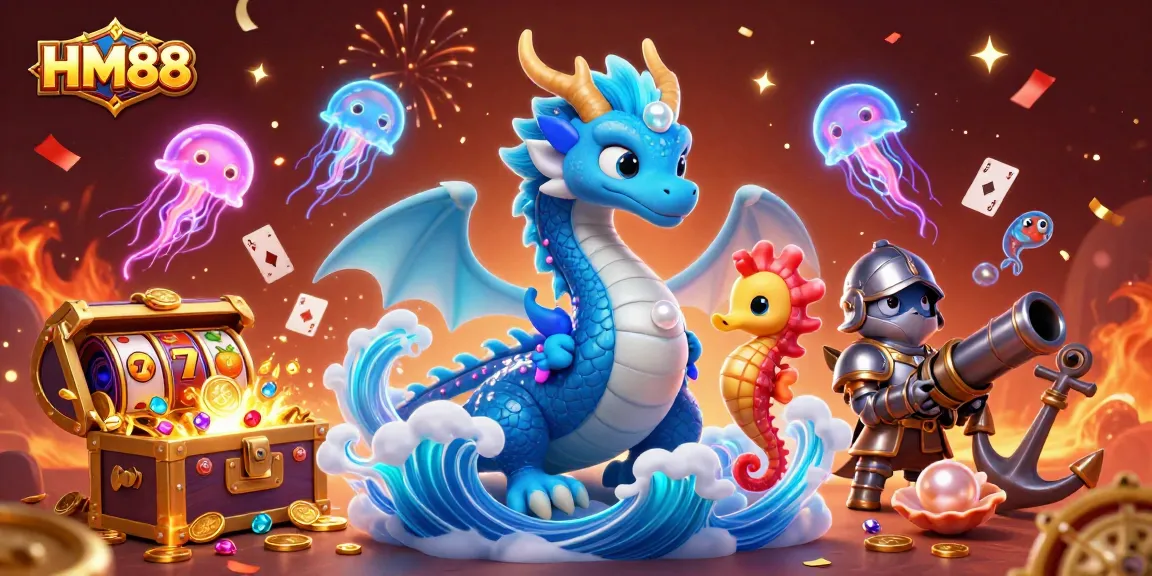 Engage with HM88 for thrilling jackpot slots and captivating games surrounded by vibrant ocean characters.