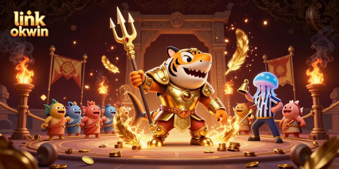 Experience thrilling gaming action with link okwin in a vibrant underwater colosseum setting.