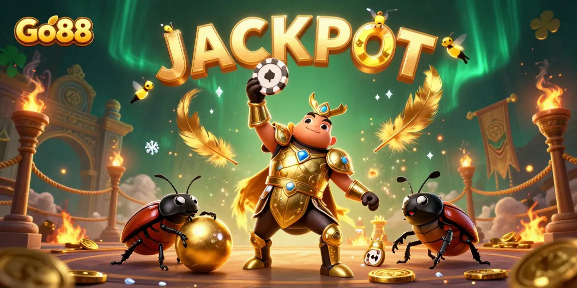 Go88 players celebrate a big win in this vibrant gambling illustration featuring colorful characters and jackpot excitement.
