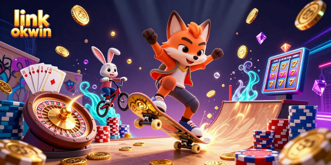 Experience thrilling gameplay with link okwin featuring animated characters in a vibrant casino scene.