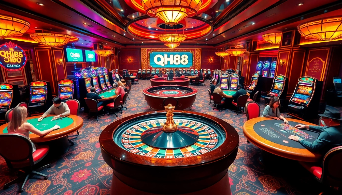 Experience the thrill of gaming at qh88 casino with elegant tables and vibrant atmosphere.