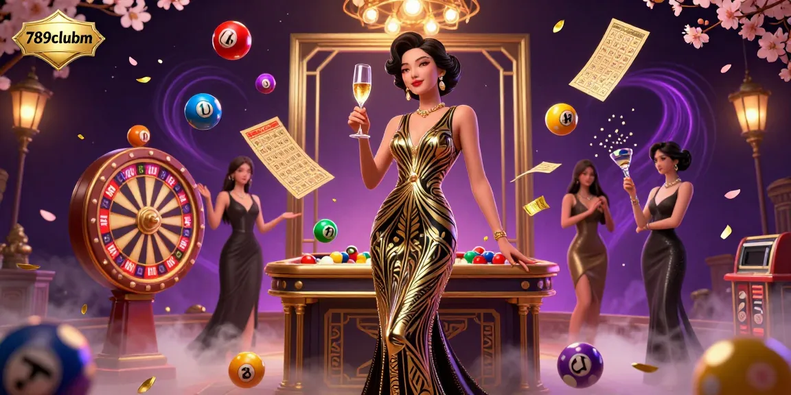 Experience the thrill of winning at 789clubm with vibrant lottery balls and dynamic casino elements in a luxurious setting.