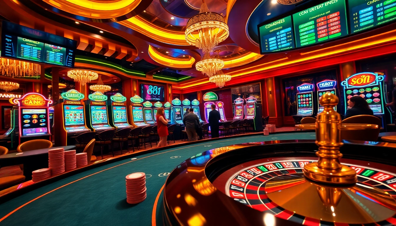 Players enjoying high-stakes action at 88I casino with poker chips and roulette wheels.