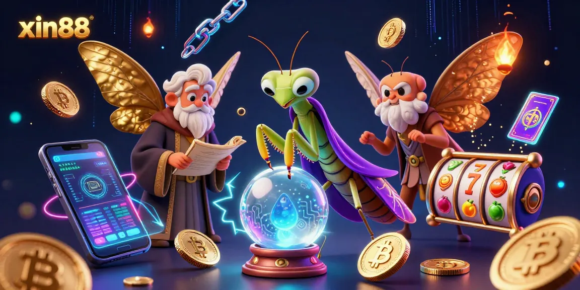 Win big with xin88 featuring a fortune teller and mystical elements in a vibrant casino scene.