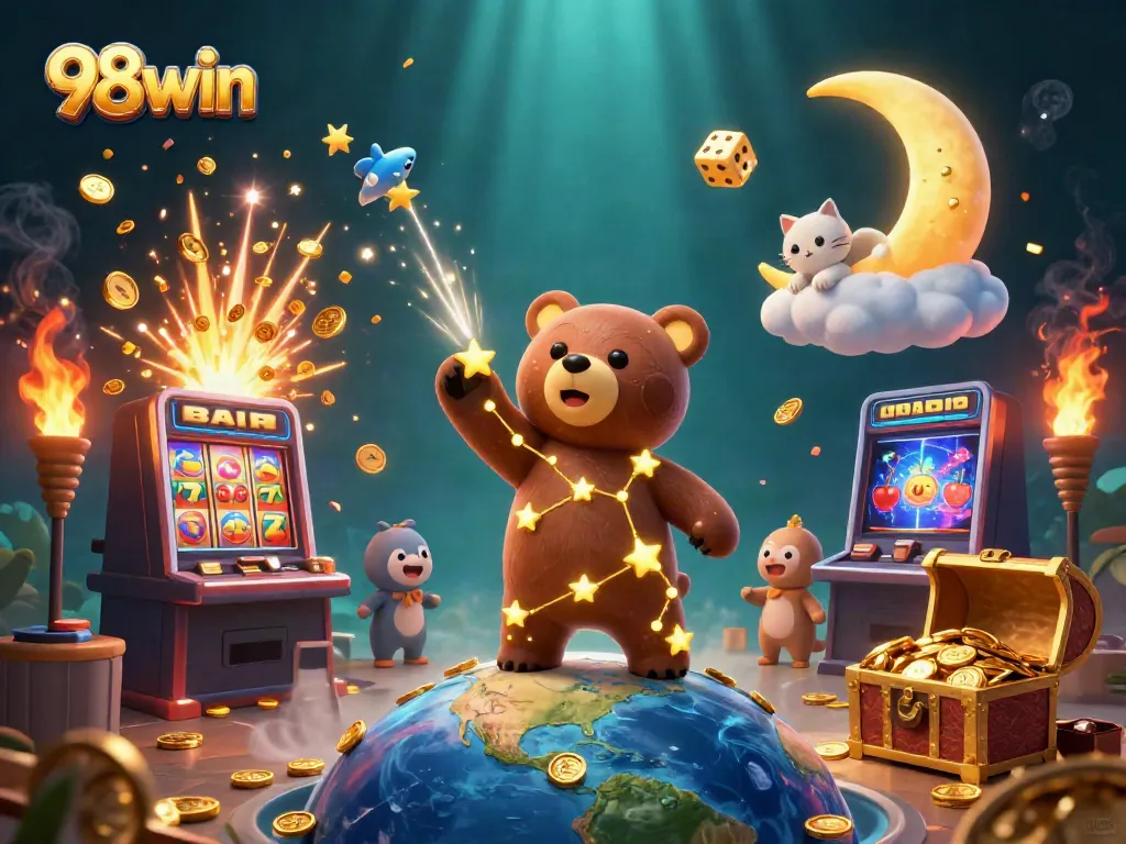 Engage with 98win's thrilling gaming world filled with vibrant slot and casino elements.