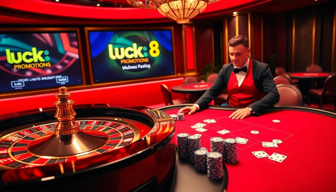 Experience high-stakes gaming at Luck8 with luxurious casino tables and vibrant atmosphere.