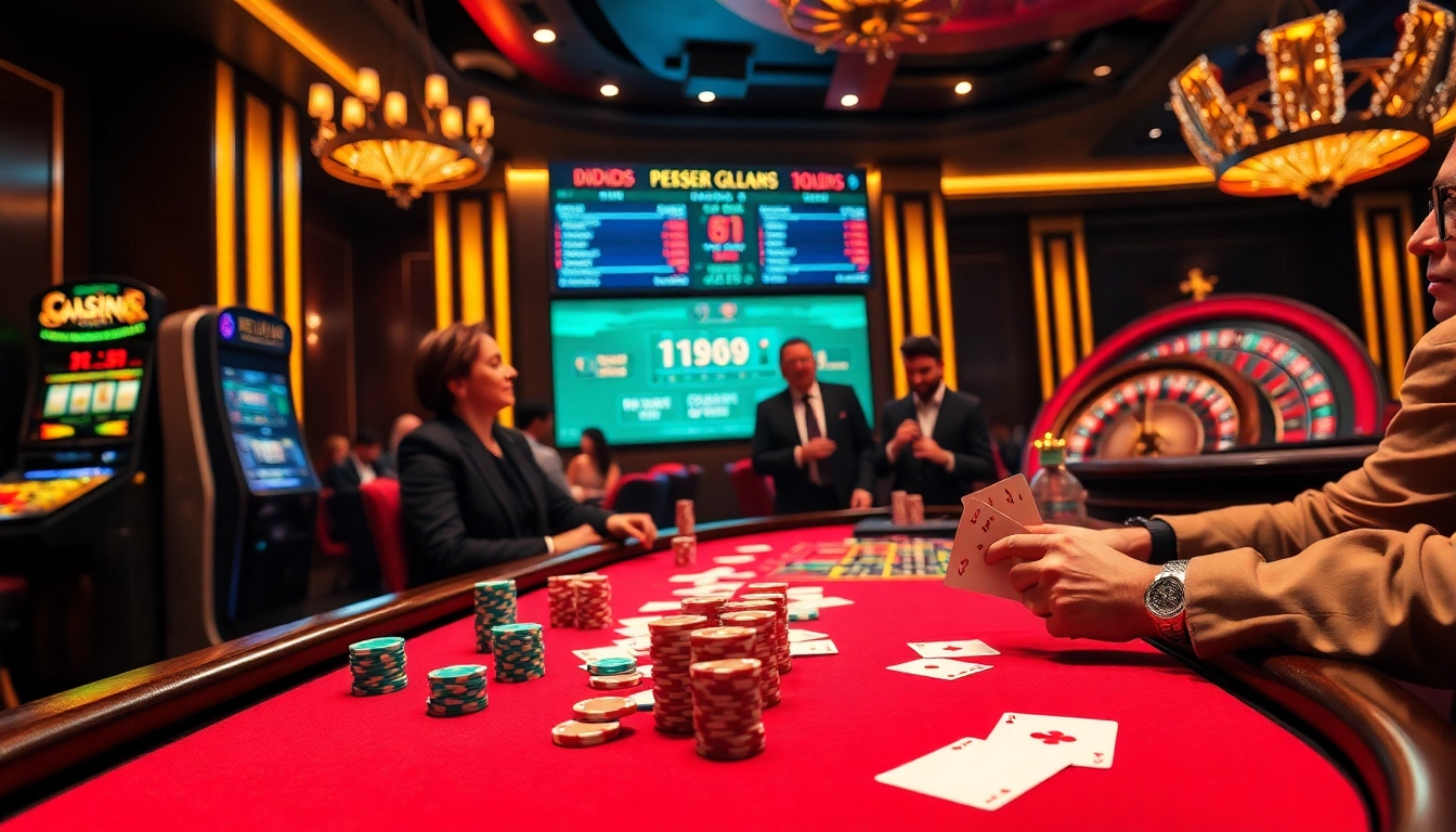 Experience the excitement of the hit club with a vibrant casino scene featuring poker and roulette.