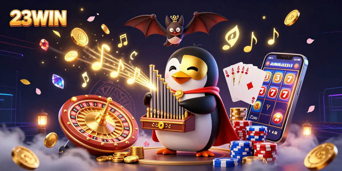 Experience thrilling gaming with 23WIN, featuring golden coins, dynamic characters, and engaging scenes.