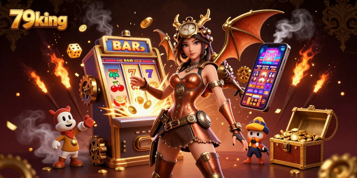 Experience thrilling jackpots and casino excitement at 79king in this vibrant 3D illustration.