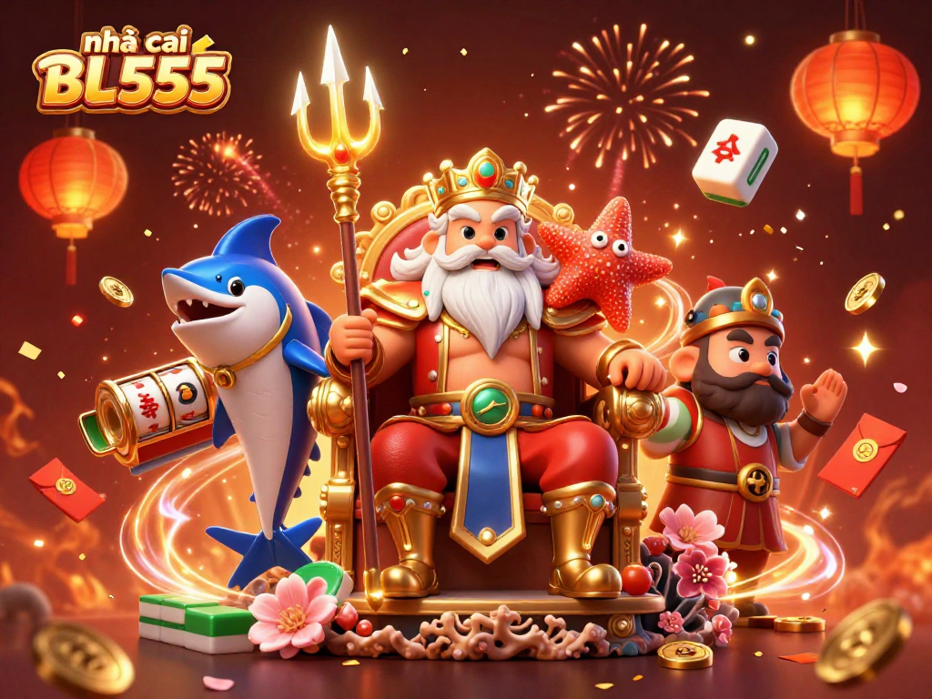 Experience the thrill with nhà cái BL555's vibrant 3D illustration of Neptune's casino kingdom.
