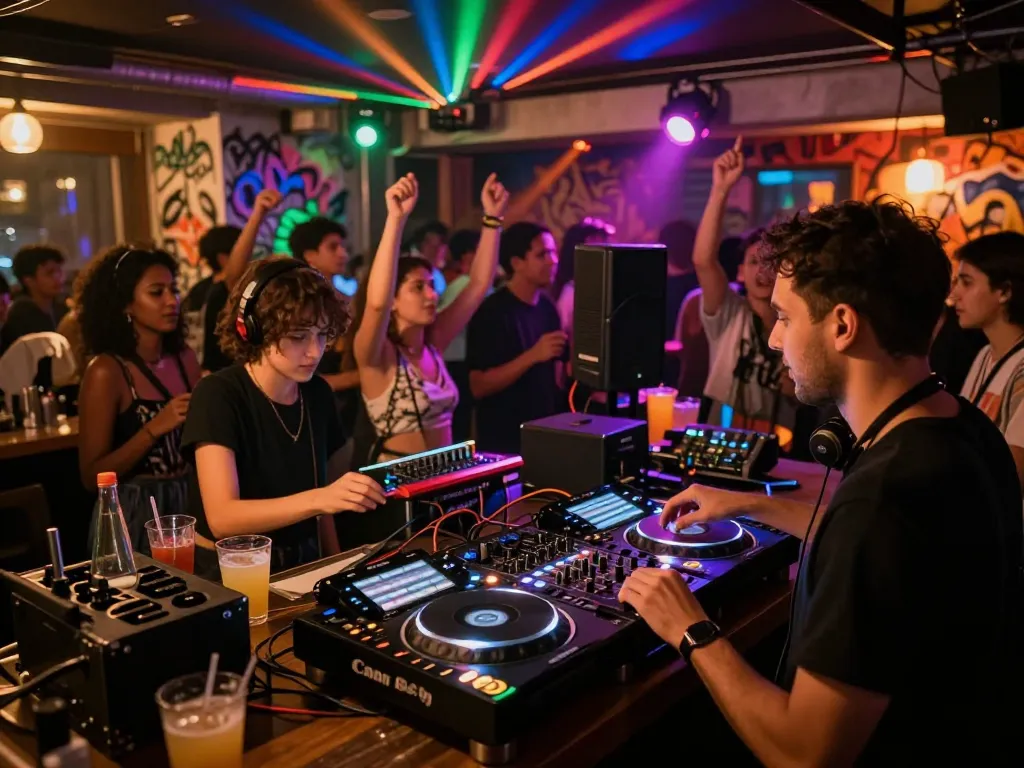 8Day DJ performance in vibrant nightlife with energetic crowd