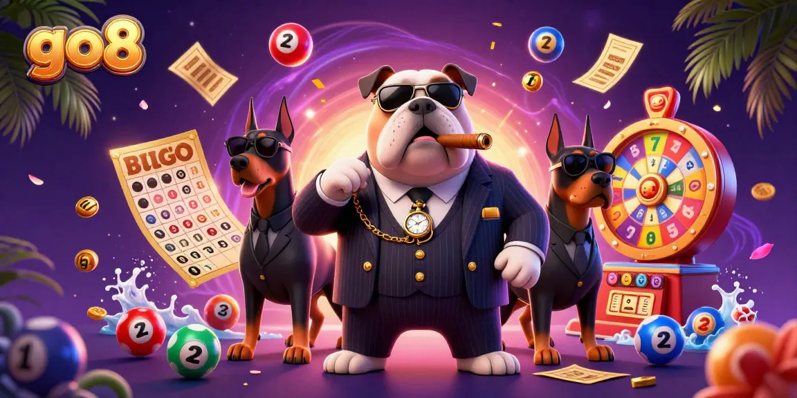 Experience the thrilling world of go8, showcasing a mafia boss bulldog amid dynamic gaming elements.