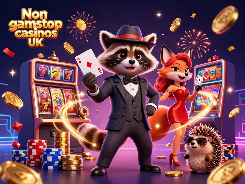 Experience thrilling gameplay at Non gamstop casinos UK with our vibrant cartoon illustration.