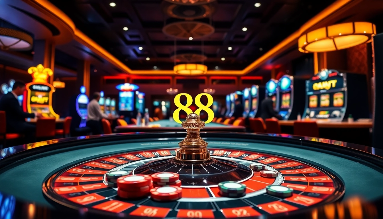 Engaged gamblers at a luxurious LC 88 casino table, showcasing excitement and style.