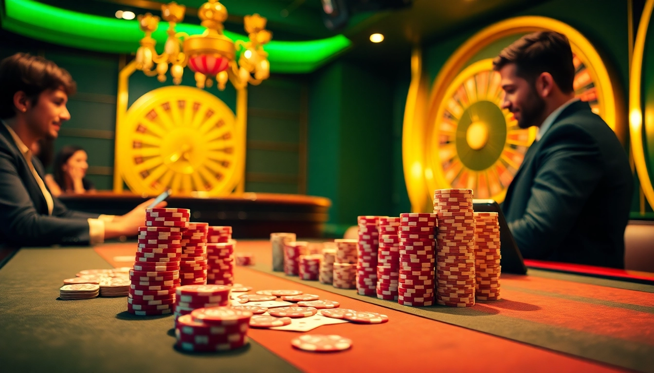 Experience the excitement of online gambling at kkwin com with luxurious casino tables and vibrant poker action.