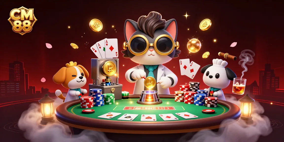 Experience thrilling gameplay at CM 88 with a vibrant casino scene featuring a mad scientist cat!