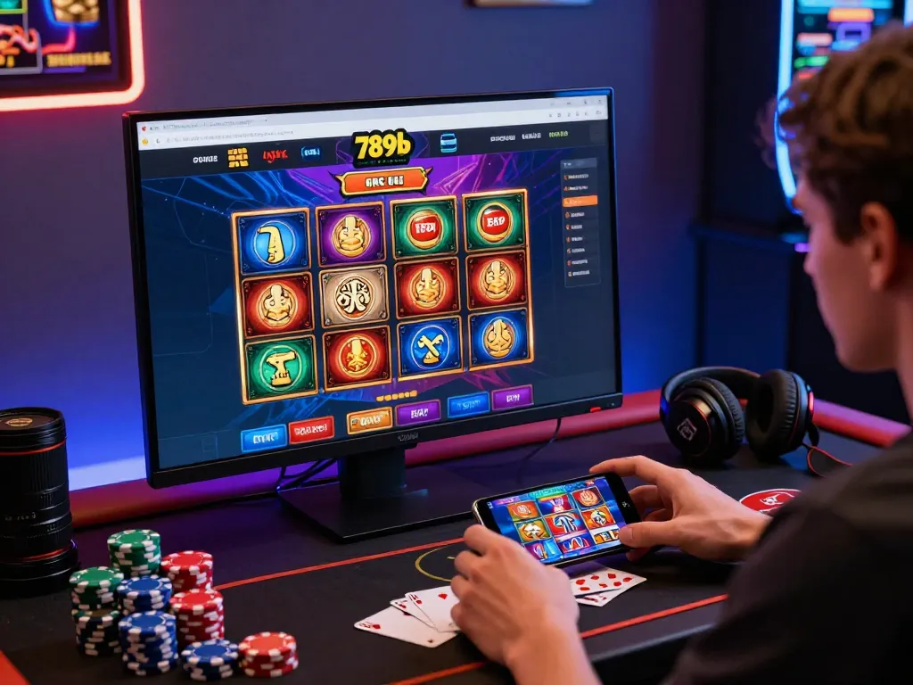 Engaging scene depicting 789club online gaming platform with vibrant casino games and immersive atmosphere.