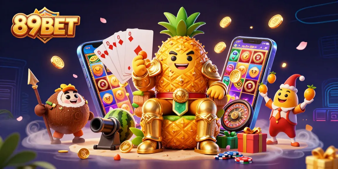 Win big at 89BET with an exciting 3D casino scene showcasing dynamic gaming elements and characters.