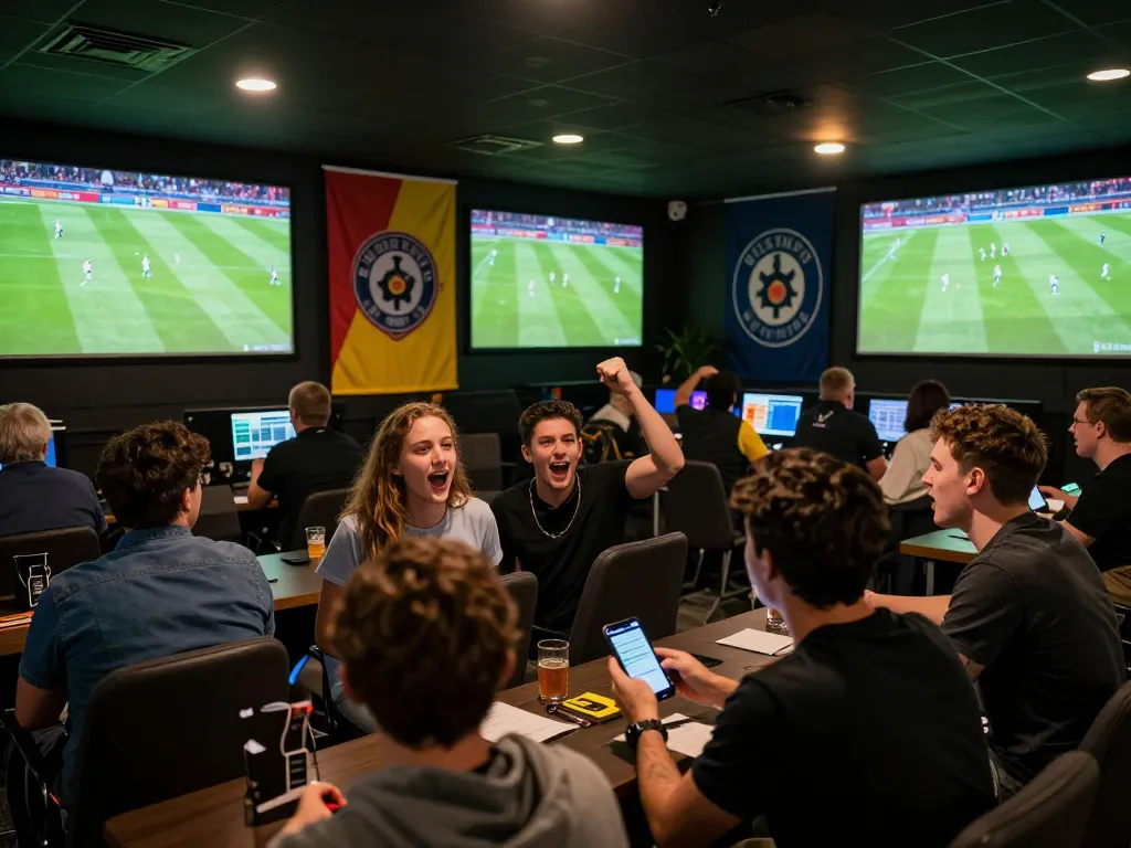CakhiaTV fans passionately engaging in sports betting while watching a thrilling match live