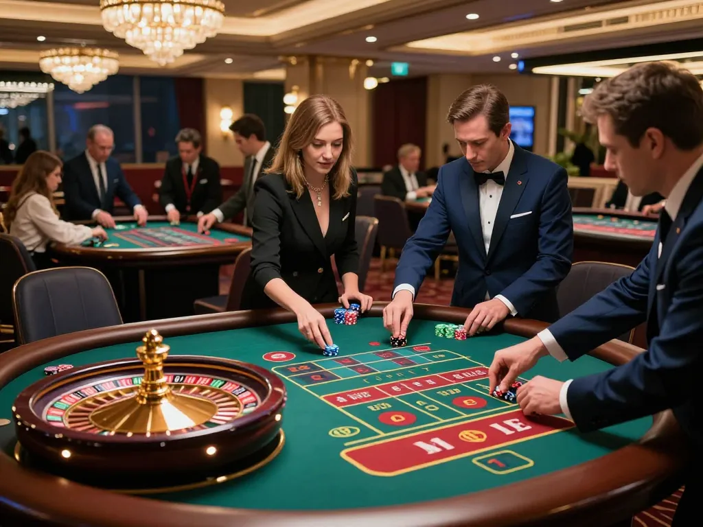 Players enjoying dynamic roulette games at nhà cái 79king casino tables in upscale atmosphere.