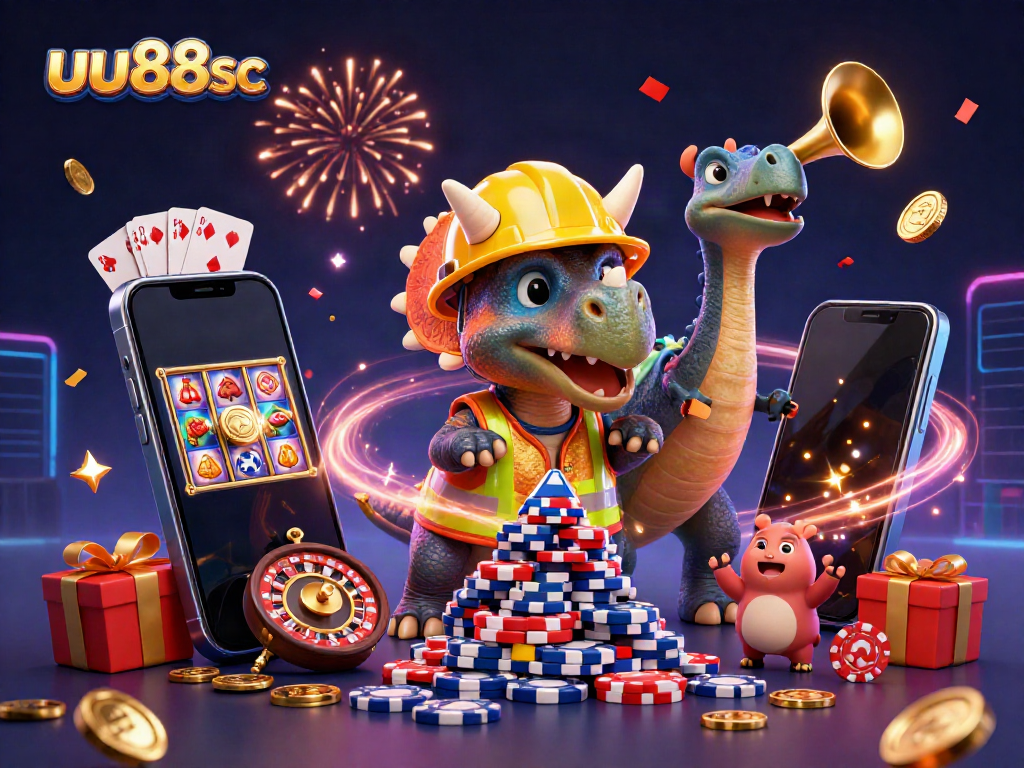 Experience the thrilling fun of uu88sc with a vibrant casino-themed celebration scene.