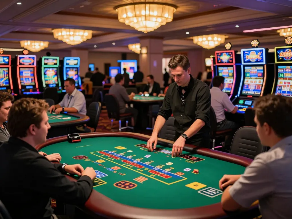 Engaged players at sunwin blackjack tables enjoying strategic gameplay in a lively casino atmosphere