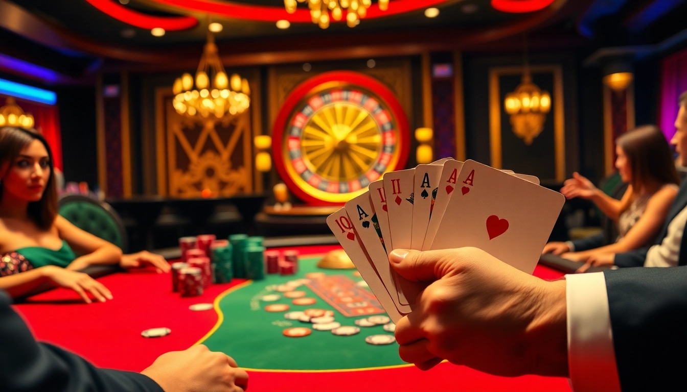 Players engage at the LU88 poker table, showcasing high-stakes excitement with colorful chips and cards.