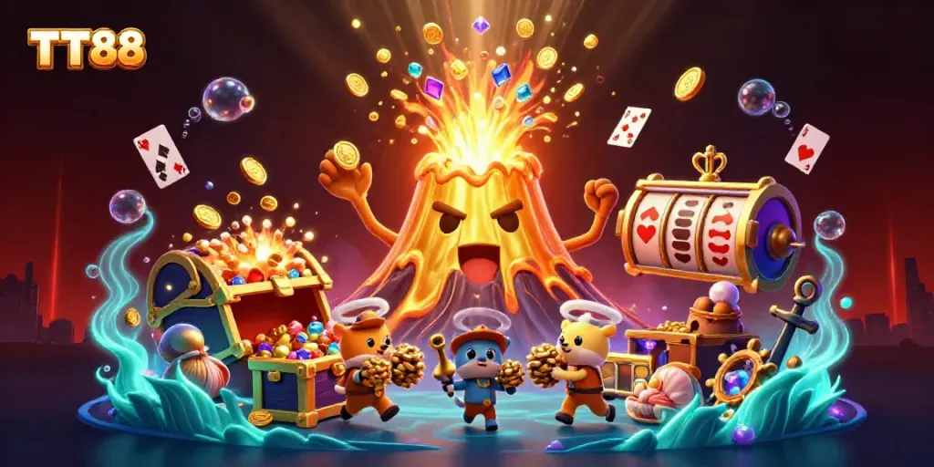 Experience the thrilling world of TT88 while winning treasures and bonuses in a vibrant casino adventure.