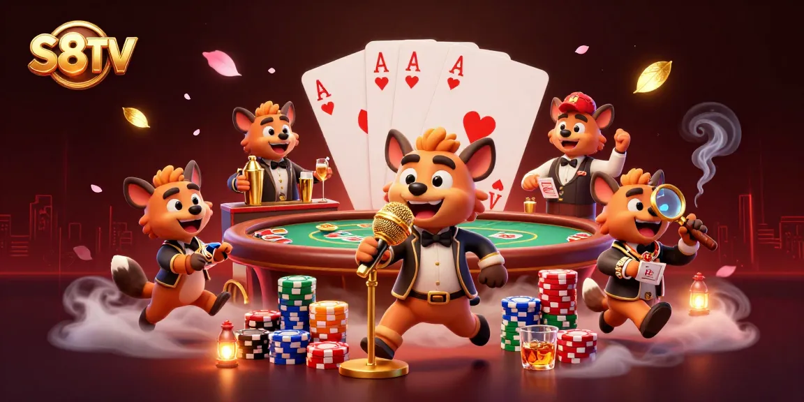Experience live sports betting excitement at S8TV with dynamic casino elements and characters.