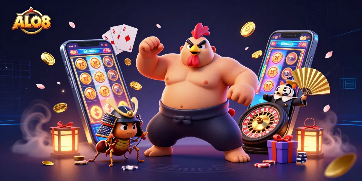 Experience thrilling gambling action with ALO8 in this vibrant, dynamic illustration.