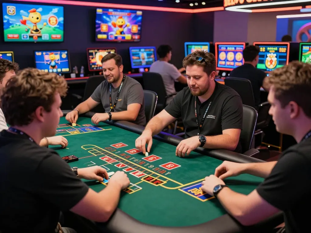 Engaged players at 73h.br.com enjoying live dealer games and interactive slots in a vibrant online gaming environment.