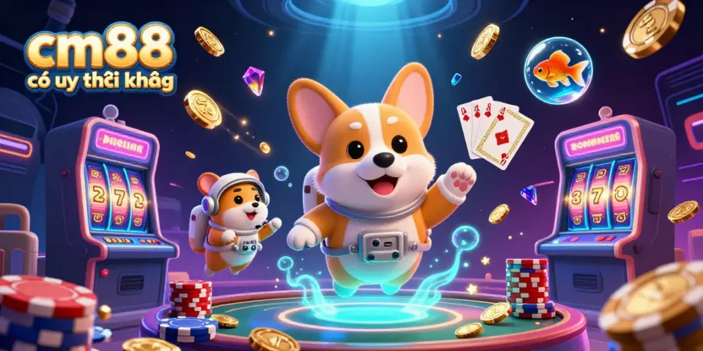 Experience cm88 có uy tín không with thrilling casino action in a vibrant space scene.