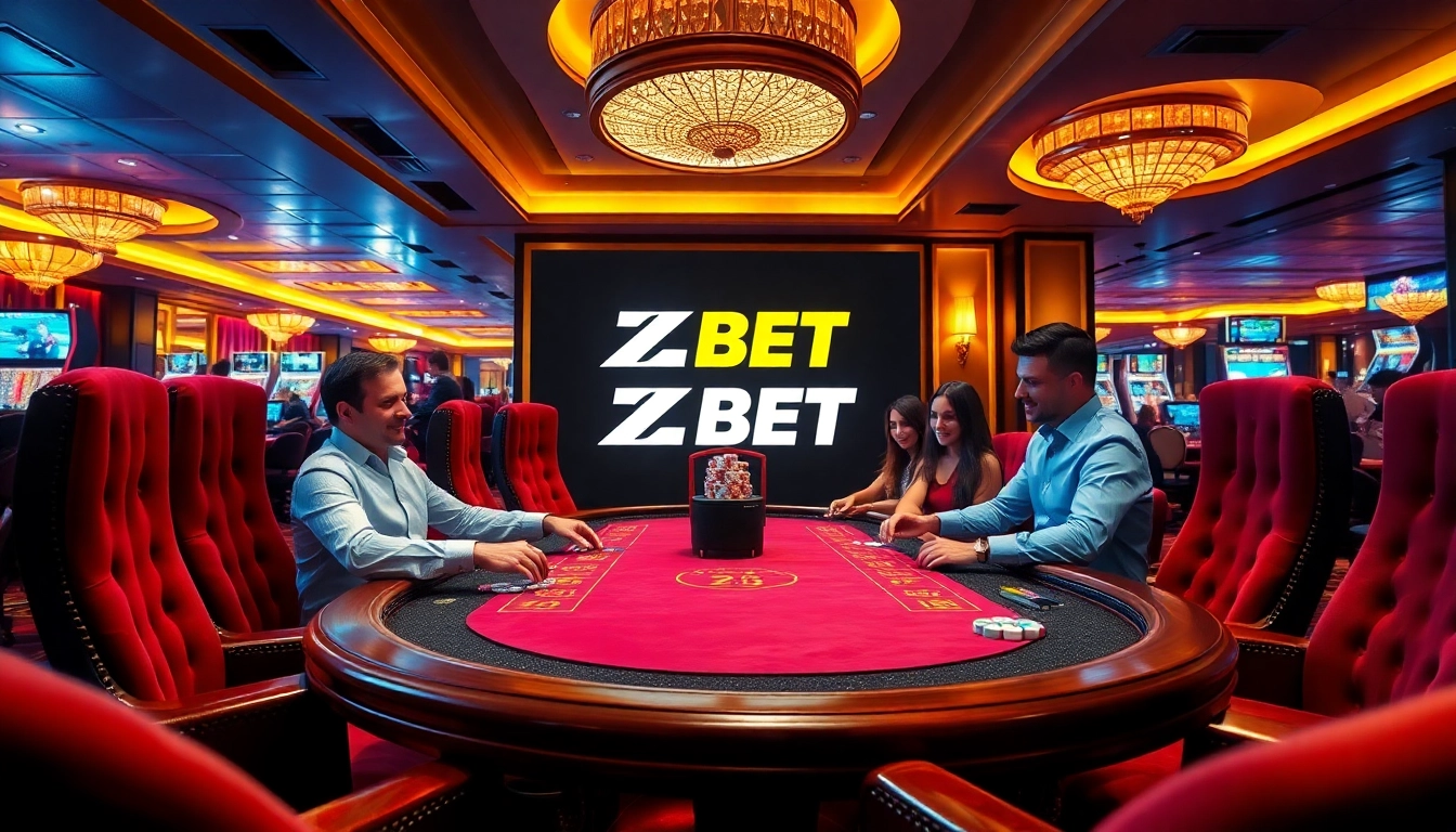 Players enjoying an exciting game of cards at a luxurious ZBET casino table.