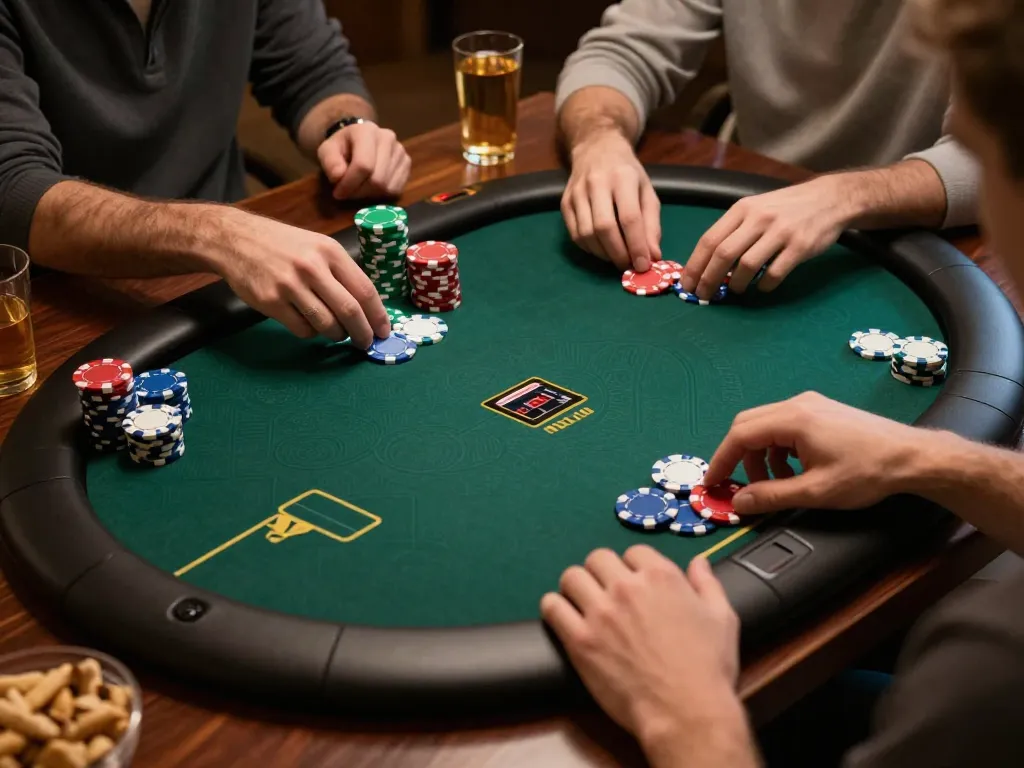 Engaging online poker session showcasing Game bài đổi thưởng strategy with chips and cards