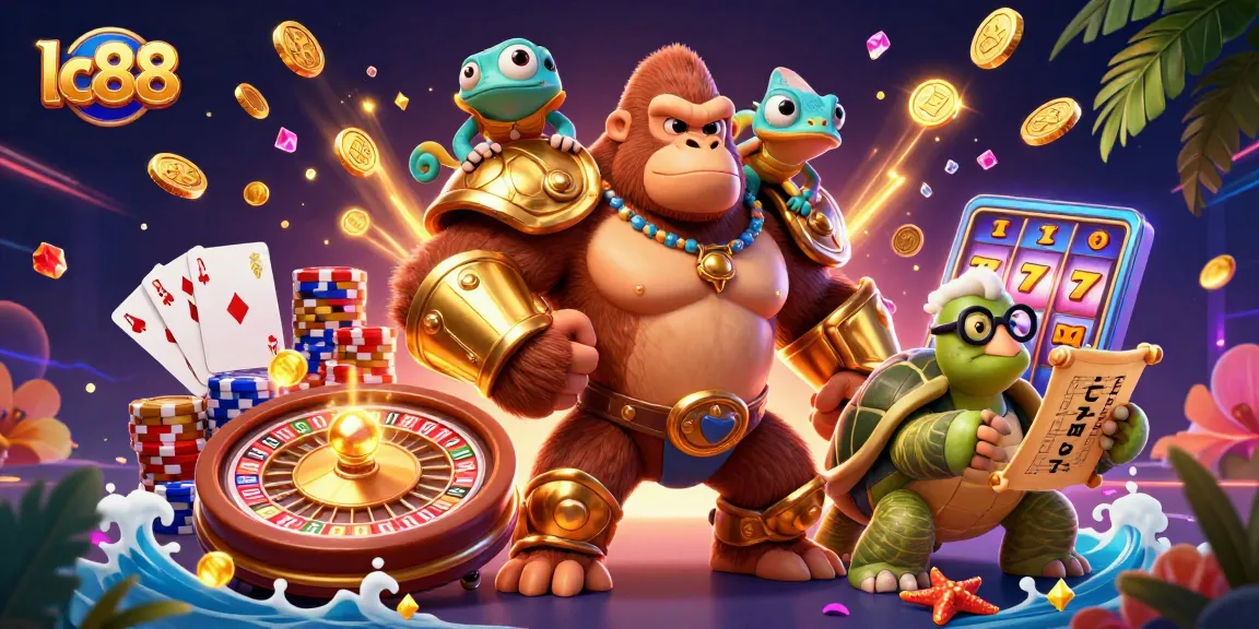 Experience the thrill of lc88 with vibrant casino action and engaging characters in a dynamic 3D illustration.