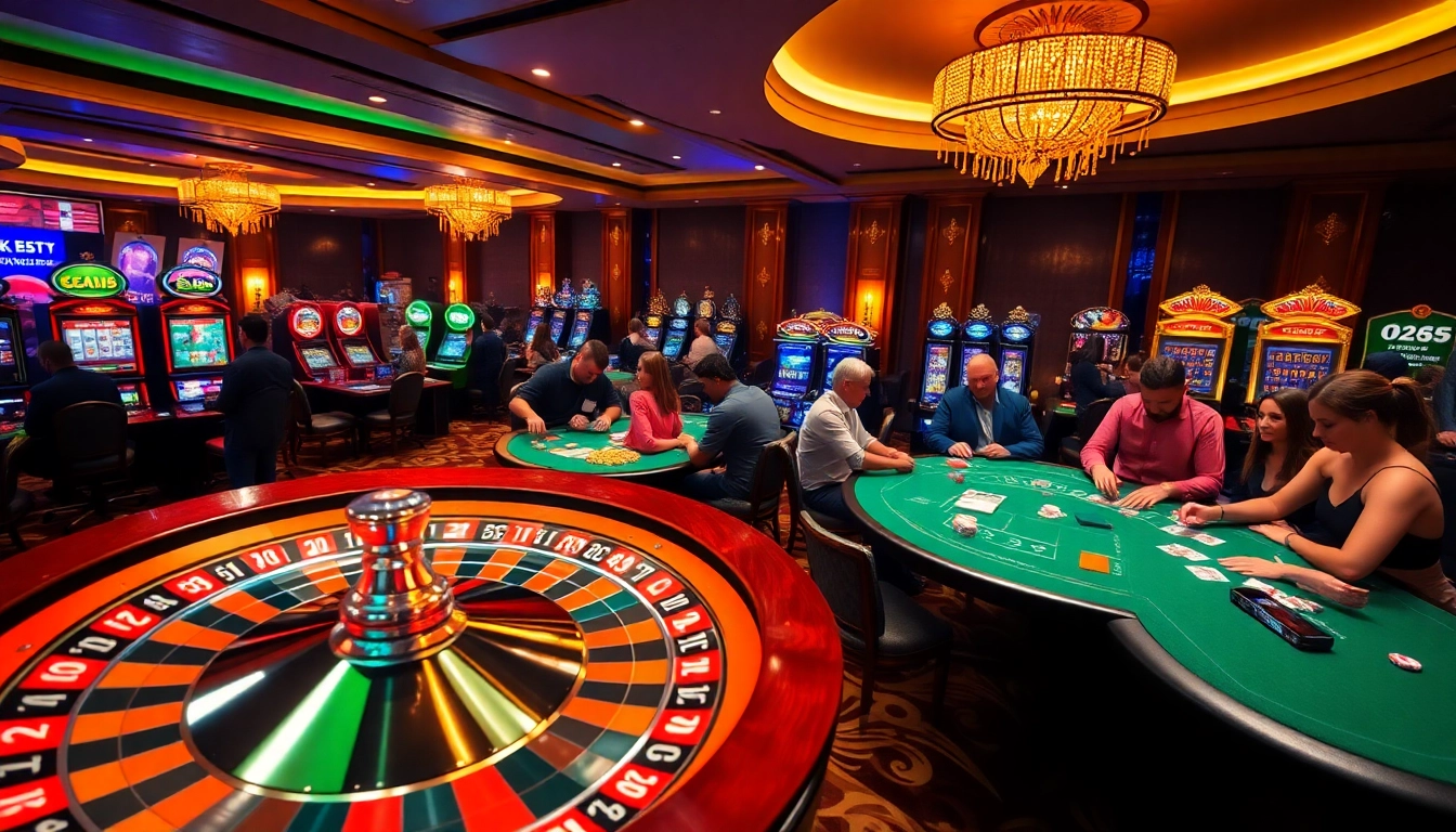 Experience the exciting casino atmosphere at ok365 com with roulette and slot machines.