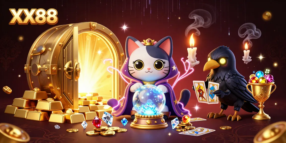 Experience the thrill of XX88 casino with a 3D fortune teller and glowing elements