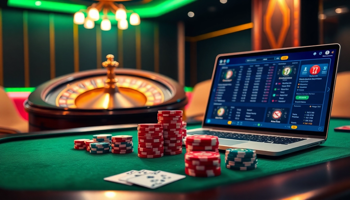 Exciting gambling action at 79KING's online casino with vibrant poker chips and cards.