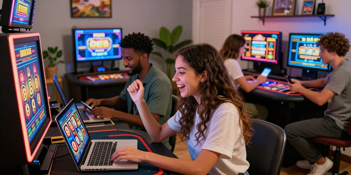Engaging players at credit card casinos at jumpspace.org.uk, showcasing excitement in a vibrant home gaming scene.
