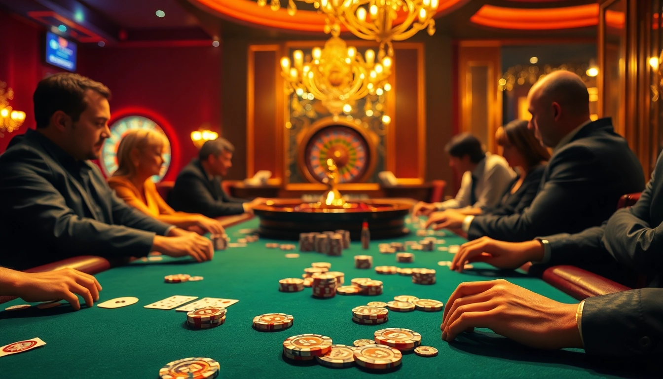 Exciting poker action at luongsontv60com showing vibrant casino atmosphere.