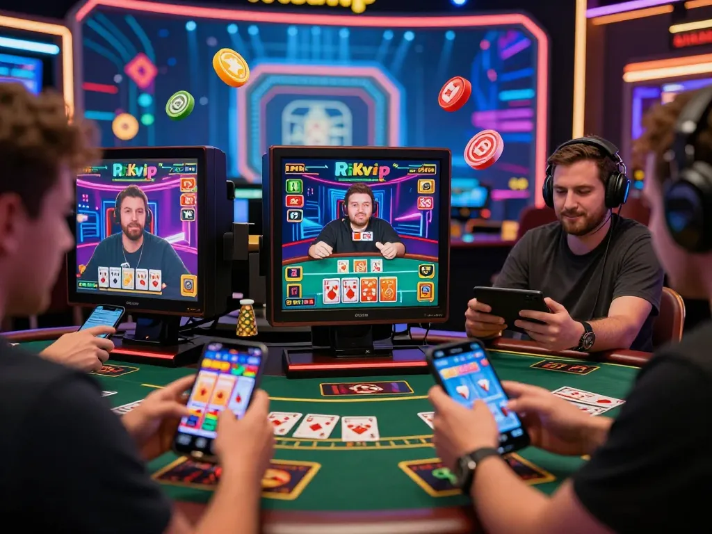 Players engaging in the Rikvip gaming experience on mobile devices, showcasing vibrant graphics and community interaction.