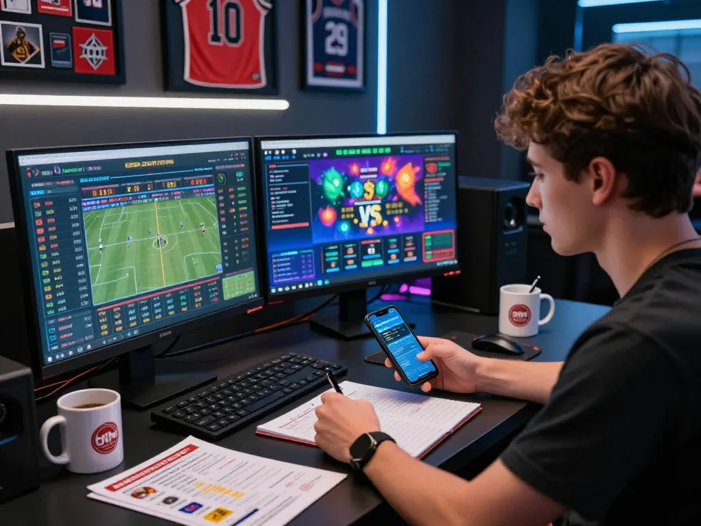 Engaging online gambling scene with rikbet user focused on sports betting
