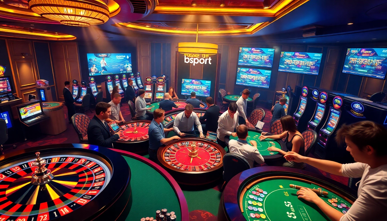 Experience the thrill of sports betting with bsport amidst lively casino activities and engaged gamblers.