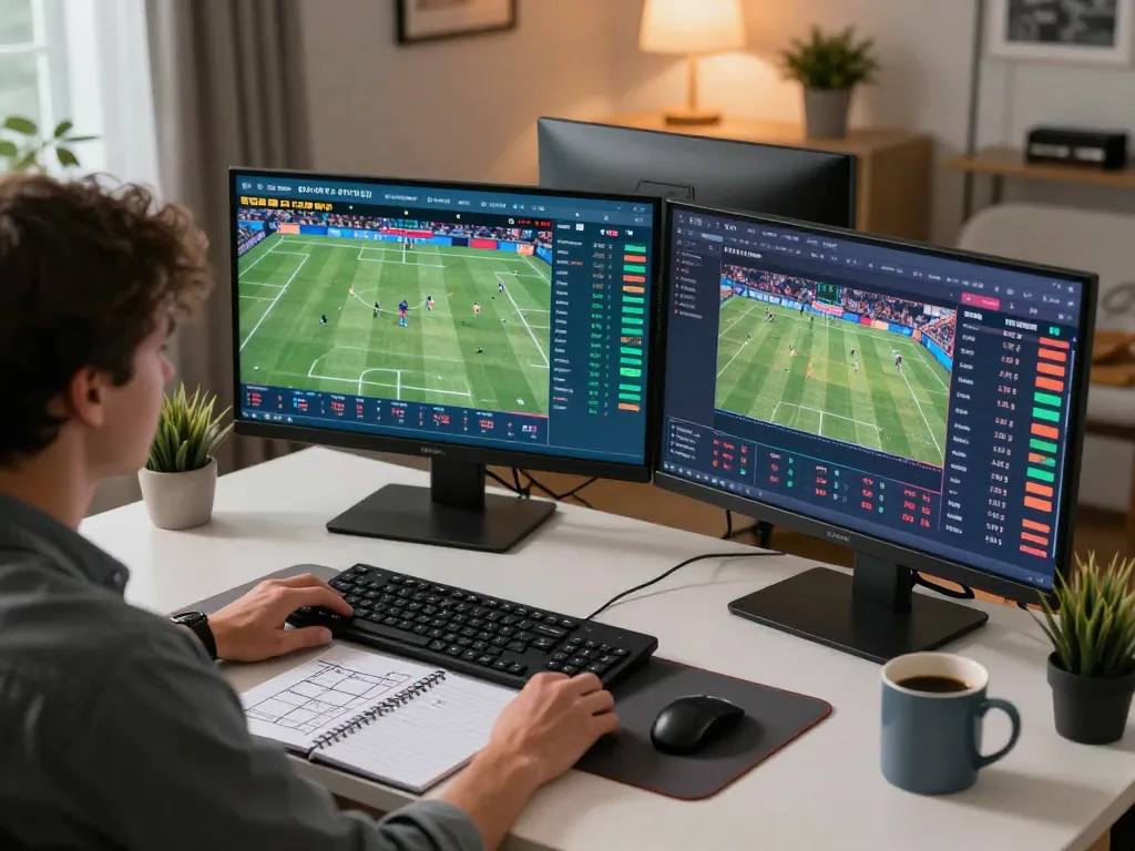 Engaging in sports betting on https://www.bearcreekwatershed.org/macroinvertebrates with multiple screens displaying live games