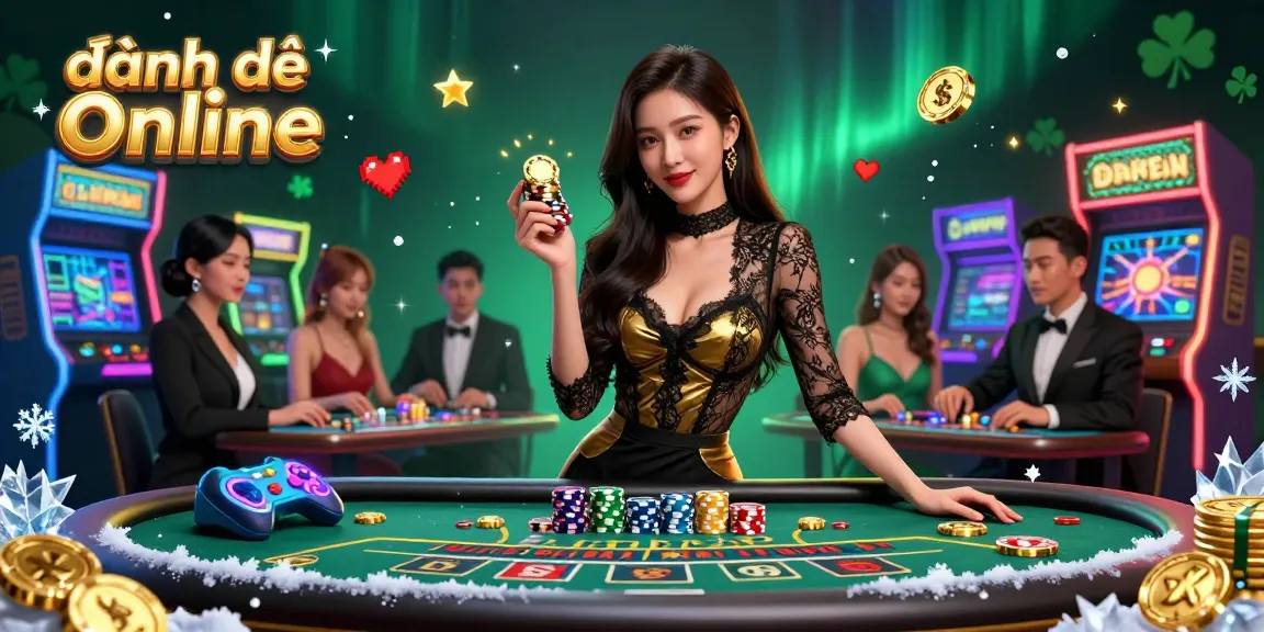 Engage in đánh đề online with a glamorous Asian woman at a VIP baccarat table showcasing golden casino chips.