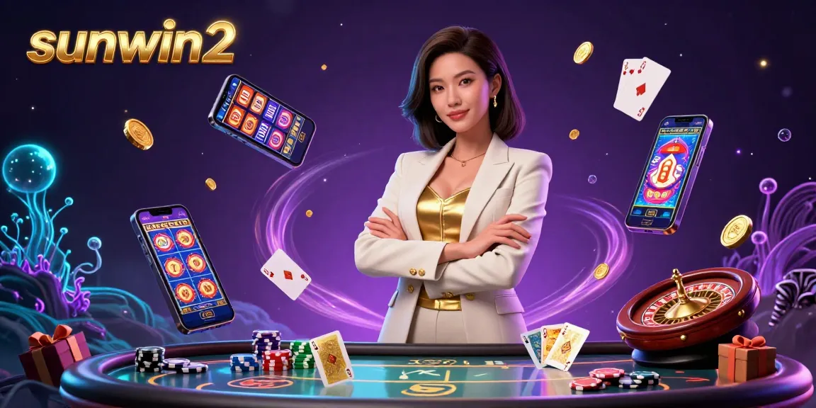 Win big at sunwin2 casino with immersive gaming featuring a glamorous woman and golden cards.